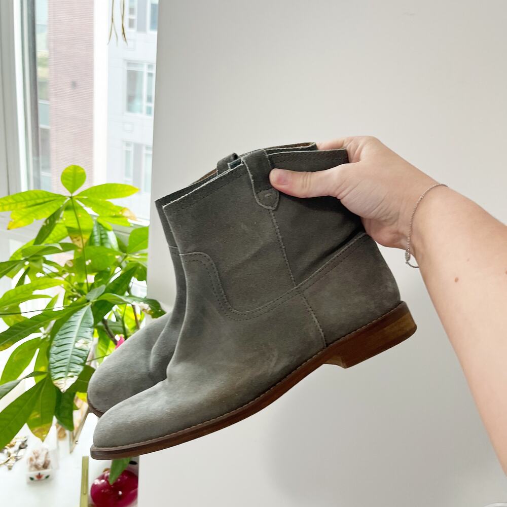 Madewell Western Gray Suede Ankle Booties Size 8.5